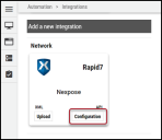 Nexpose Connector Guide - Configuration Button Location